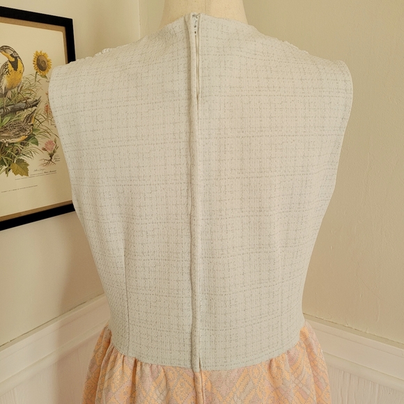 Vintage 60s Peach Silver Shimmer Sparkle Sleeveless Maxi Dress Size Large - Picture 10 of 14